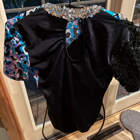Dansco‎ Black Blue Silver Embellished  2pc Sz. 8-10 Dance Costume - Picture 3 of 5